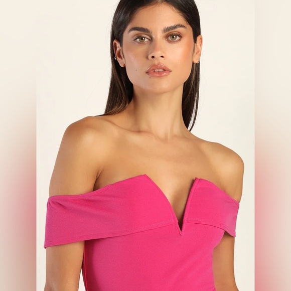 NWT Women’s LULU’S My Favorite Night Pink Off-the-Shoulder Bodycon Dress- Medium - Picture 2 of 10
